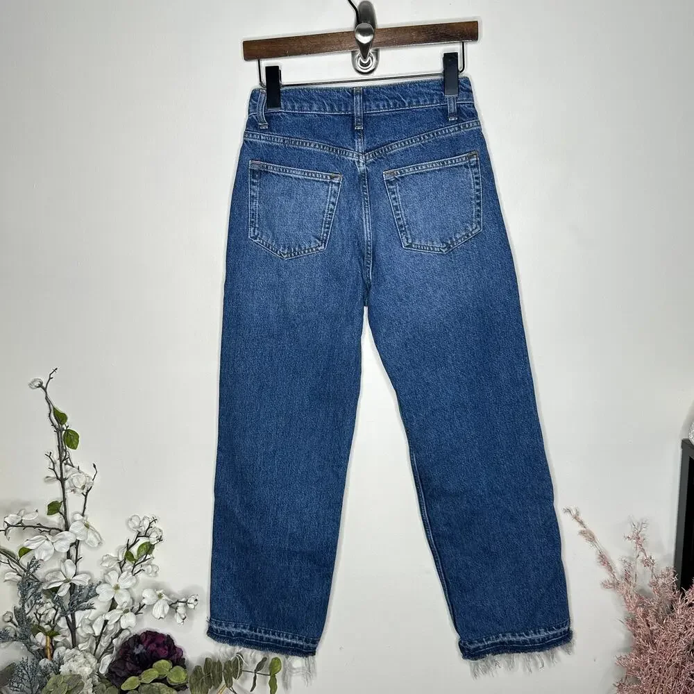 REFORMATION Val 90s Mid Rise Straight Jean Maggiore Vented Let Down Hem Sz 24 R8